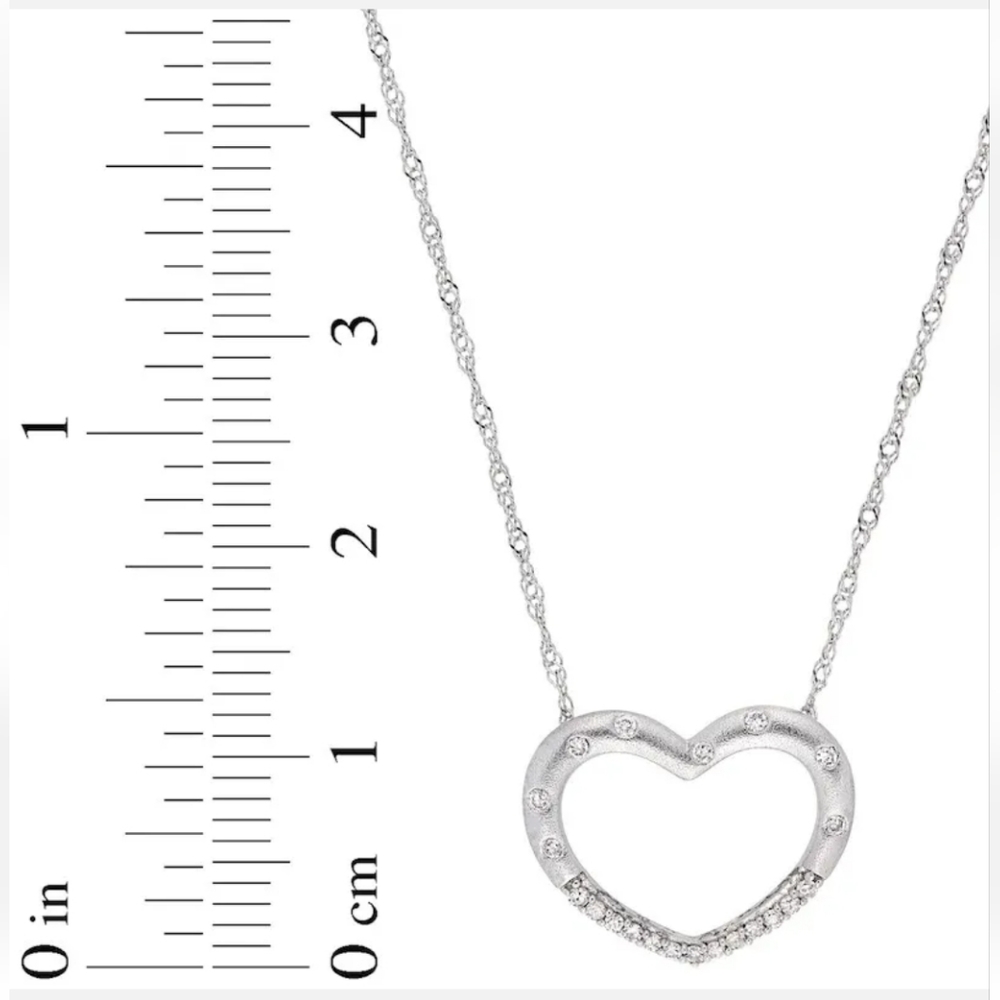 Diamond Heart Necklace 1/10 ct tw Round 10K White Gold 17" by Jared - Picture 2 of 7
